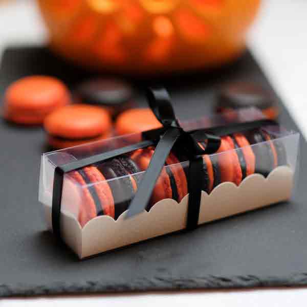 Gourmet colourful French macaron gift box for Halloween