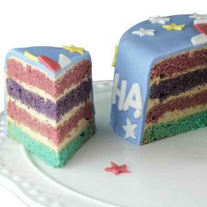 Rocketship birthday cake slice