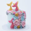 Vibrant rainbow gourmet mermaid childrens celebration cake