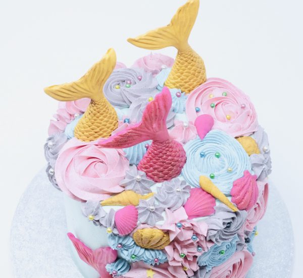 mermaid gourmet childrens birthday cake with colourful icing