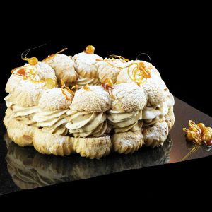 Gourmet handcrafted Paris french brest cake with choux pastry