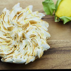 Artisan gourmet lemon meringue pie with Italian toasted meringue