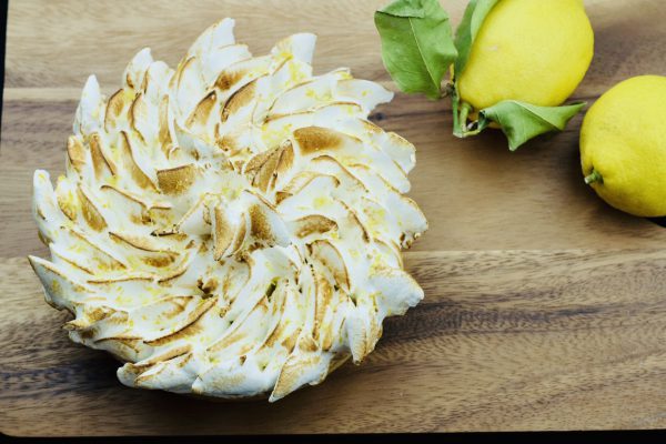 Artisan gourmet lemon meringue pie with Italian toasted meringue
