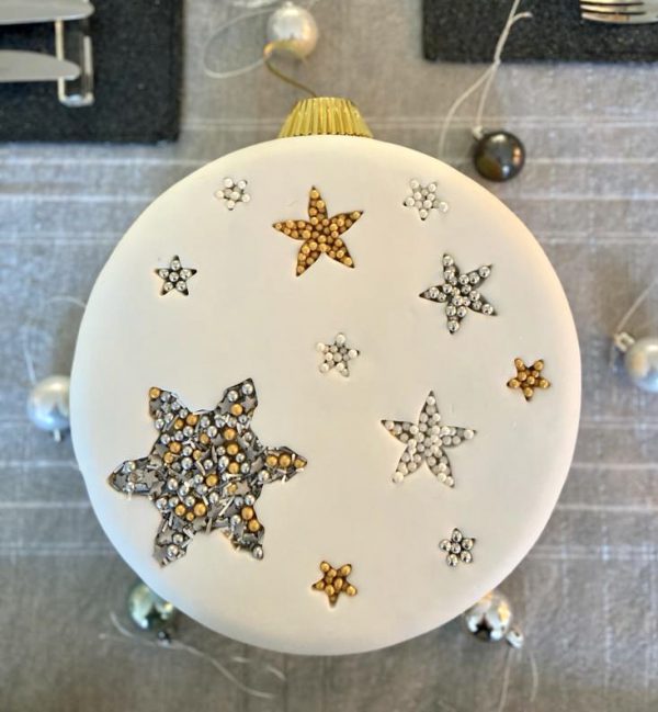 Handcrafted, decorated gourmet Christmas fruit cake