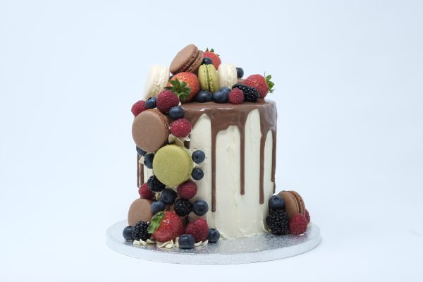 indulgent gourmet handcrafted French fruit macaronia cake