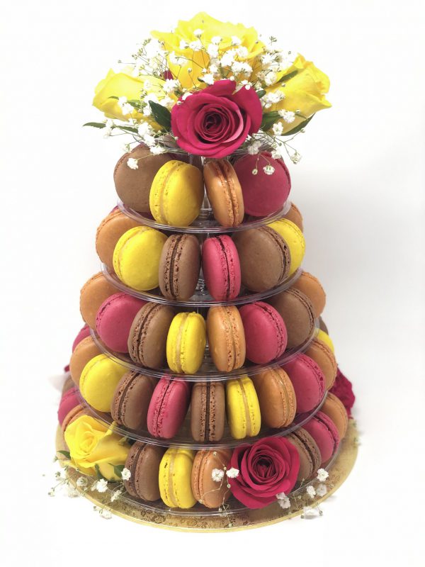 Elegant handcrafted French macaron 5-tier tower
