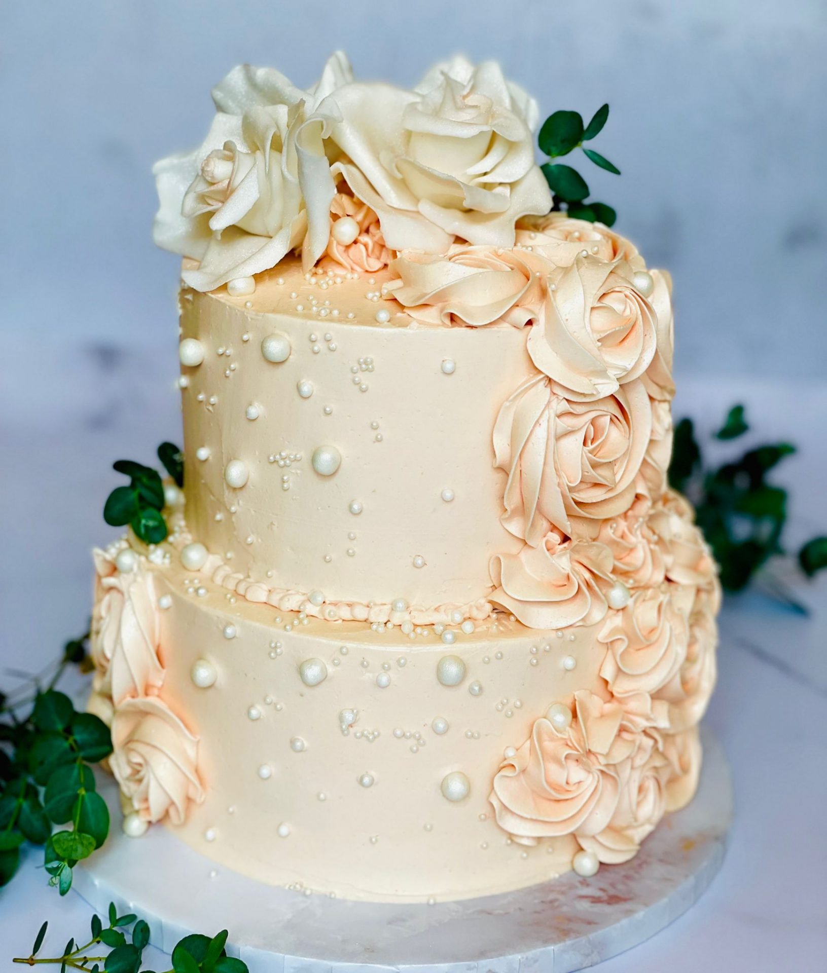 2 Tier Rustic Buttercream Wedding Cake